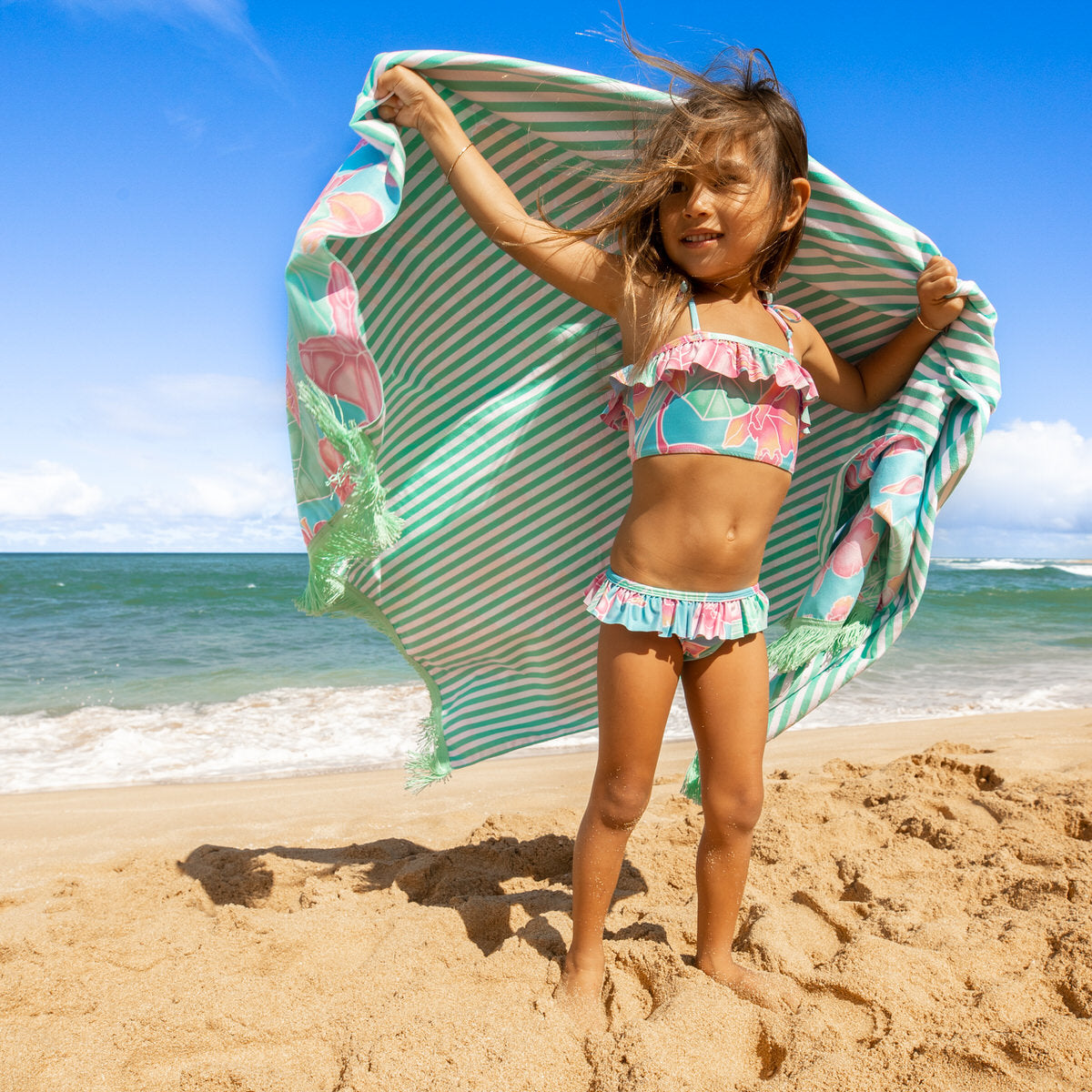 Hawaiian Kids Swimwear  The Maui - Girls Ruffle Bikini UPF 50+ – Kenny  Flowers