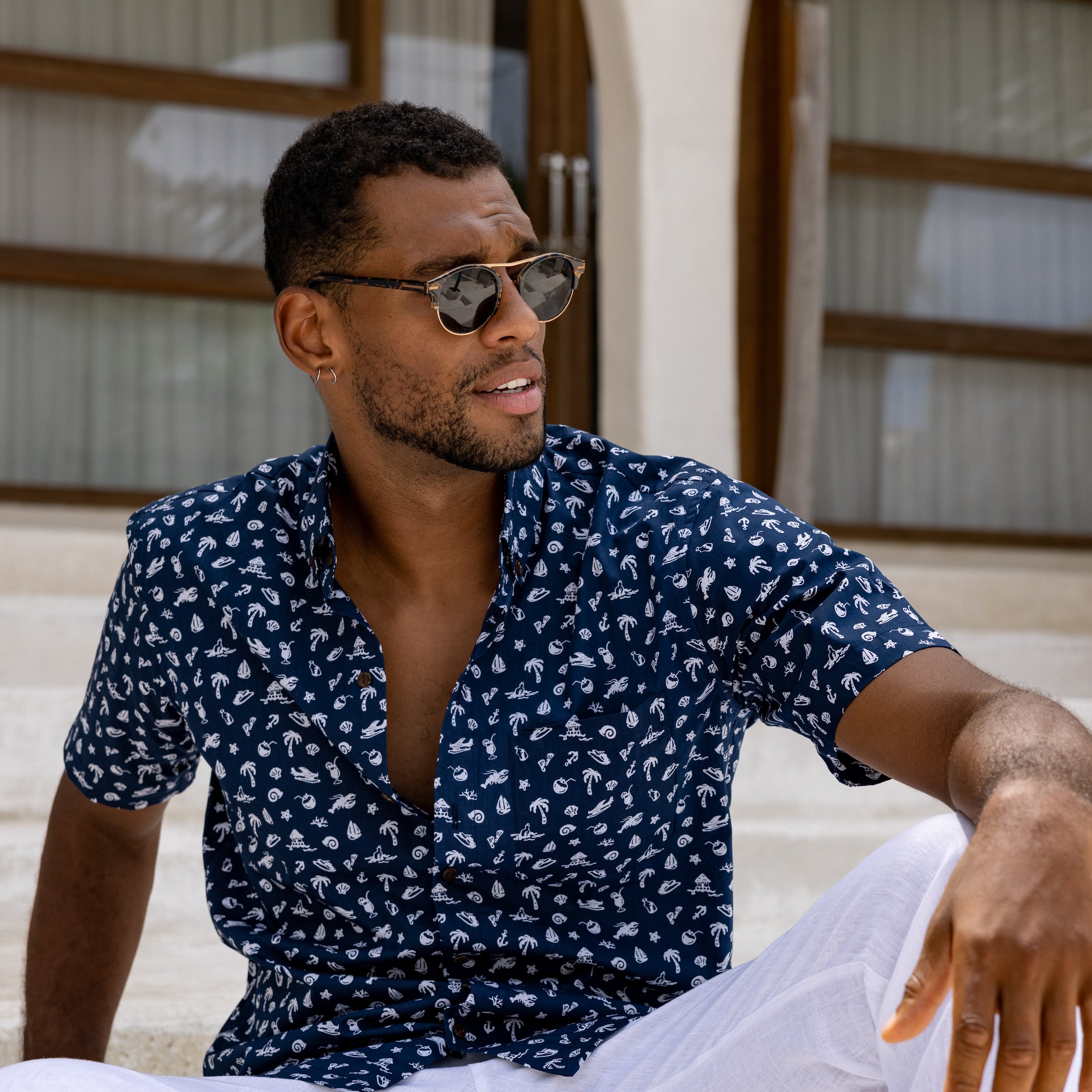 Collar Shirt Slim Fit Short Sleeve Button Down For Men Mens Slim