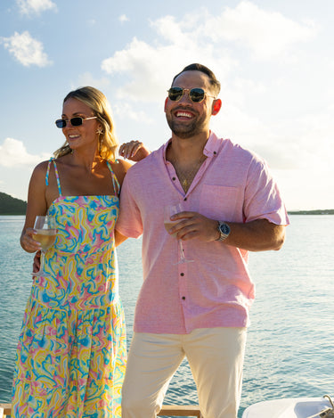 The Rosé Blusher - Short Sleeve Pink Linen Shirt