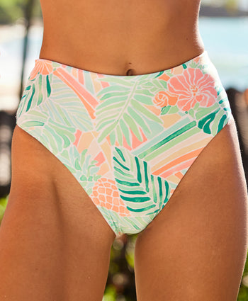 kenny flowers watercolors swim womens hawaii high waist bikini bottom