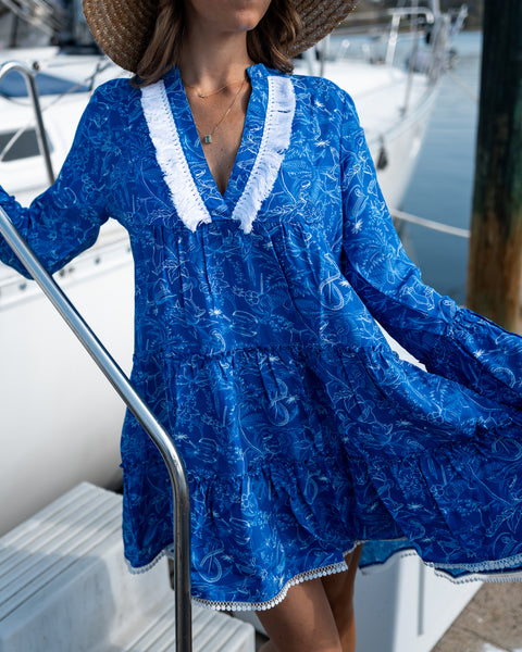 womens tunic dress Emerald Green Caftan an effortless new tunic cover up in navy linen Margaritaville by Kenny Flowers