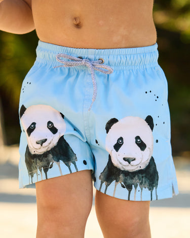 The Panda Party - Blue - Boys Swim Trunks UPF 50+