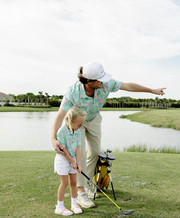 Kenny flowers country club kids sunshine state pink flamingo golf polo matching family golf outfits