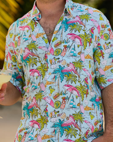 Margaritaville by Kenny Flowers – Welcome to Margaritaville - Ocean Blue – Short Sleeve Shirt