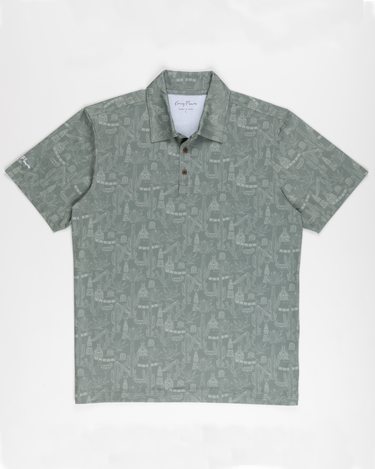 Kenny Flowers The Desert is Served mens green short sleeve golf polo