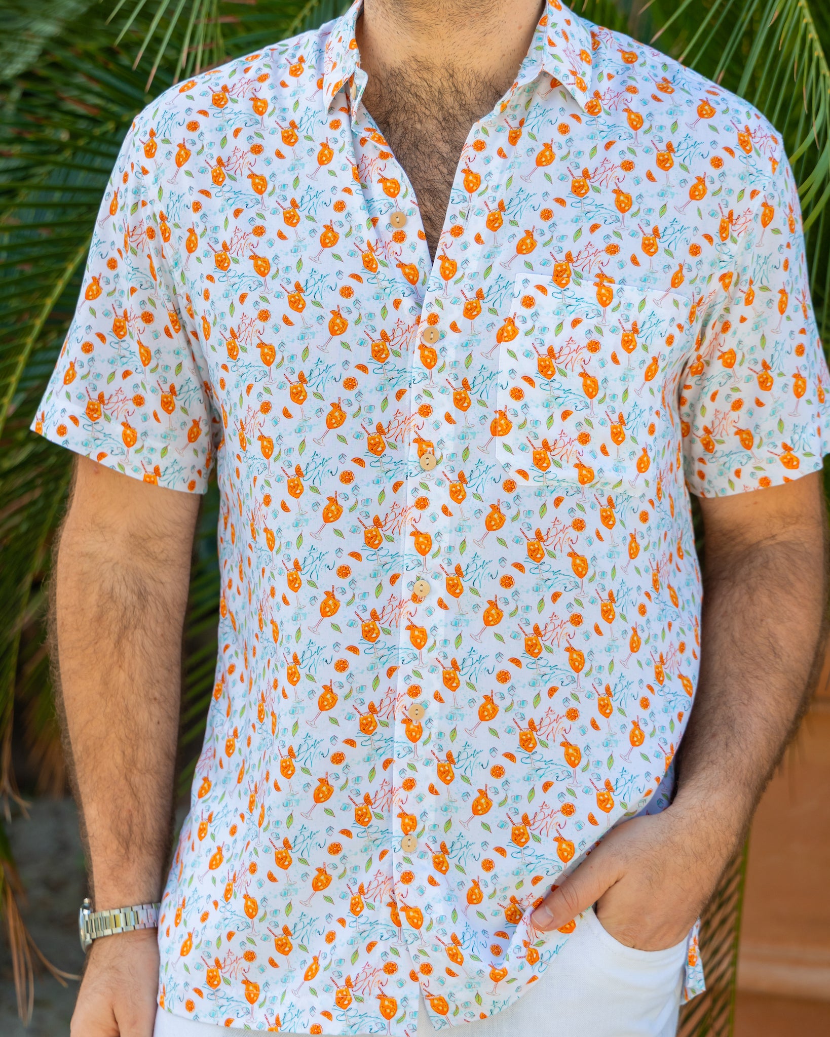 orange floral dress shirt Orange Floral Shirt, Short Sleeve - S Size