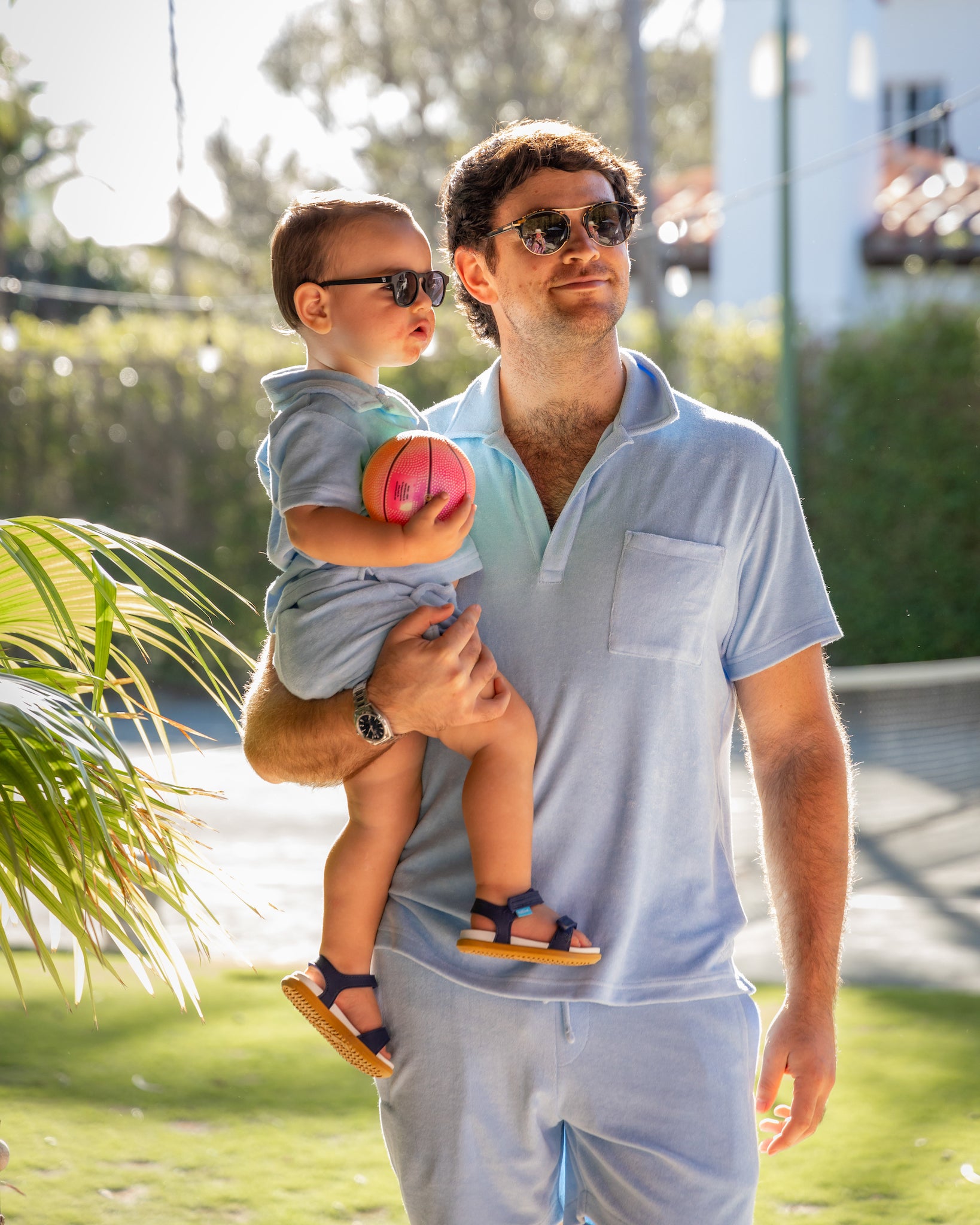 Kenny Flowers boys blue terry shorts matching daddy and me outfits