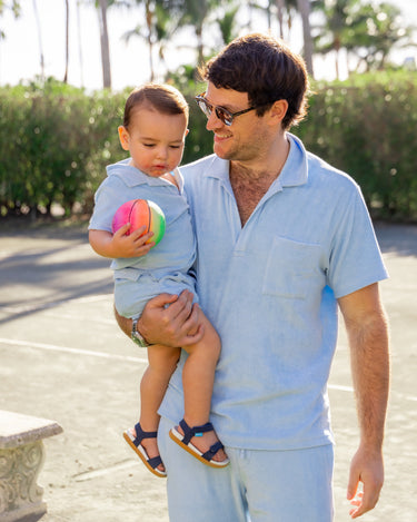 Kenny Flowers boys the sonny blue terry short sleeve shirt matching daddy and me outfits