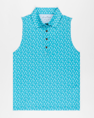 Kenny Flowers women aqua afternoon round sleeveless golf polo