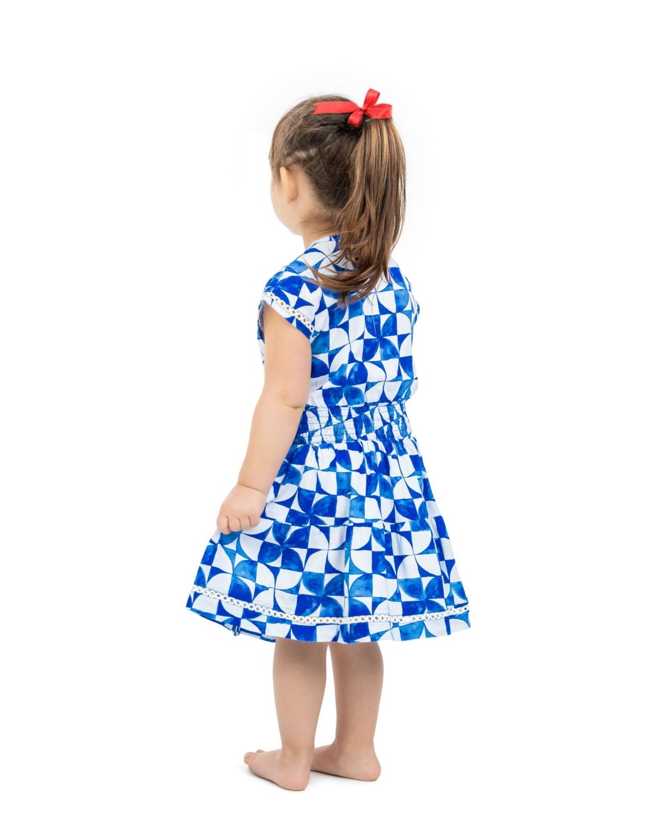 The Greece - Girls Smocked Waist Sun Dress Blue / 13/14 The Greece - Girls Smocked Waist Sun Dress Blue / 13/14