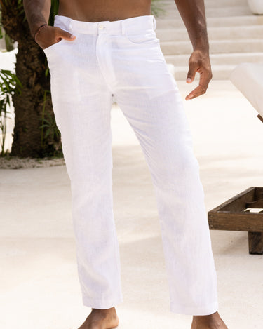 Kenny Flowers mens white linen vacation pants