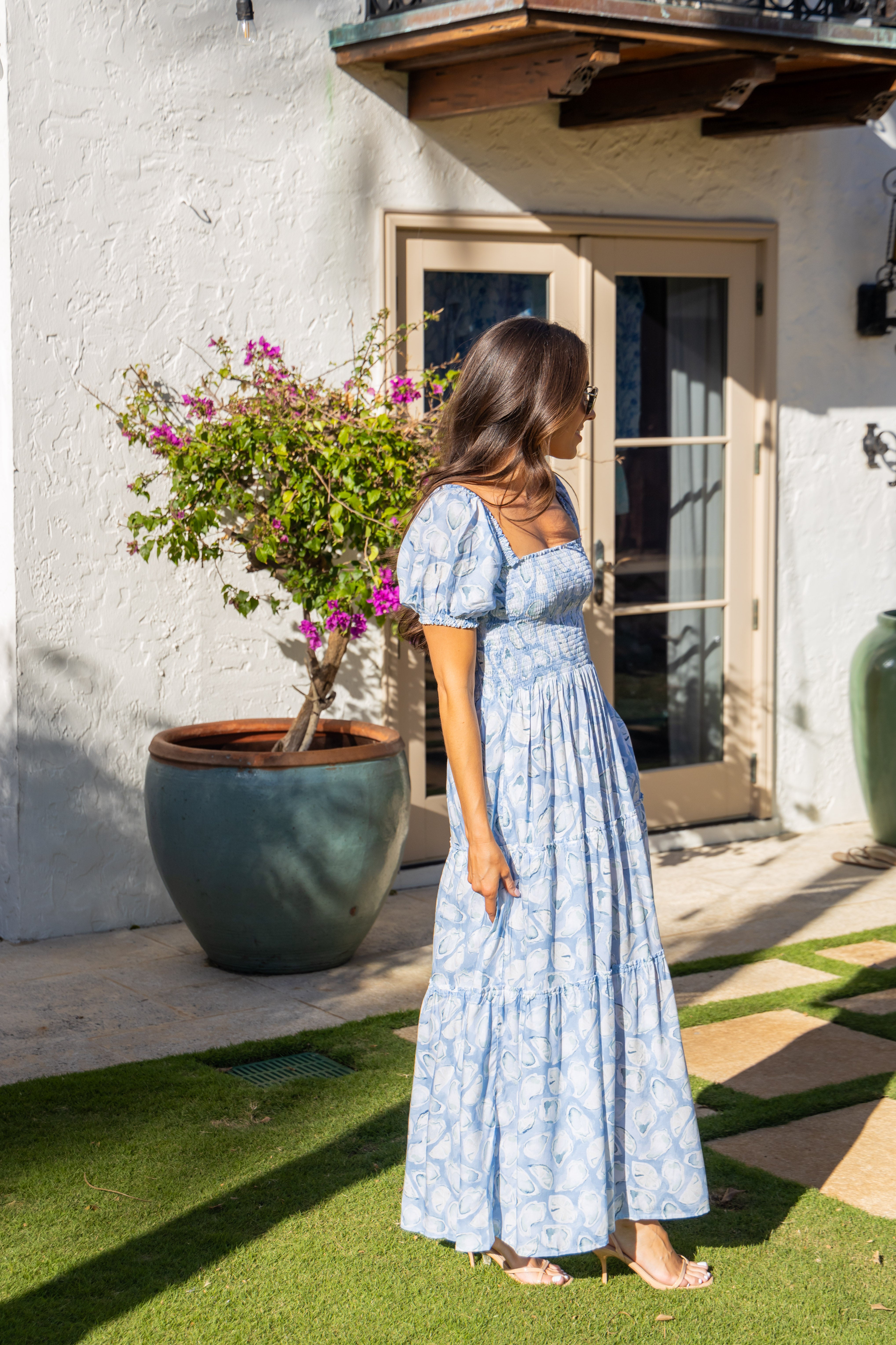 The Nantucket - Smocked Maxi Oyster Dress - Light Blue / XL The Nantucket - Smocked Maxi Oyster Dress - Light Blue / XL