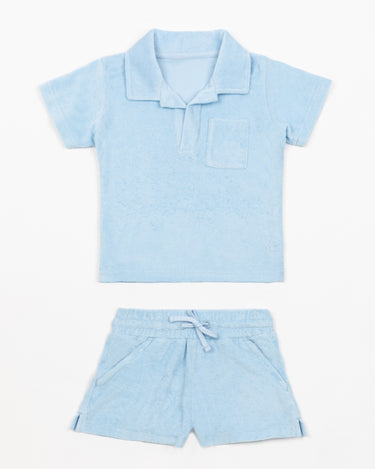 Kenny Flowers boys blue terry shorts matching daddy and me outfits