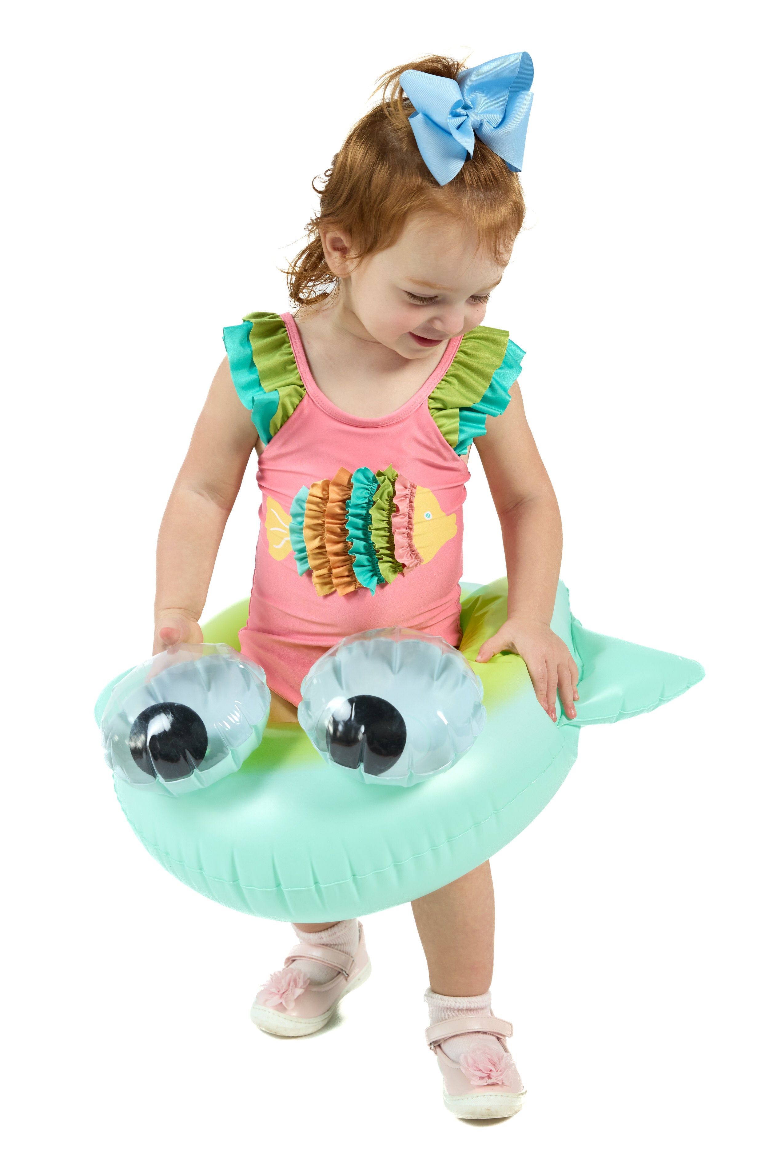 Kenny Fish The Coral Reef Ruffle - Little Girls Pink Fish One Piece – Kenny Flowers