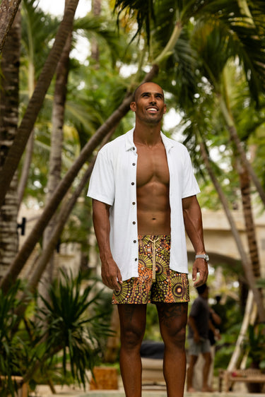 The Casa Blanca - Short Sleeve White Terry Cabana Button-down Shirt
