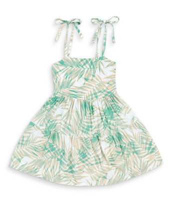 girls green fronds vacation resort dress for kids