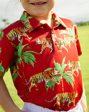 Kenny Flowers kids the country cub red golf shirt matching family golf polo