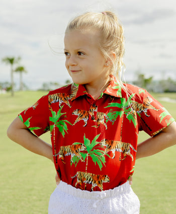 Kenny Flowers kids the country cub red golf shirt matching family golf polo