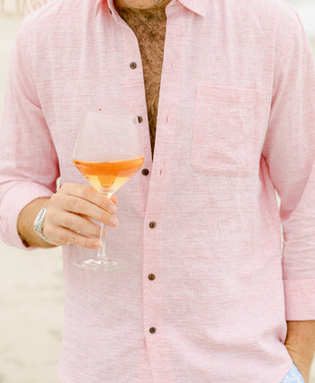 The Rosé Blusher - Long Sleeve Pink Linen Shirt