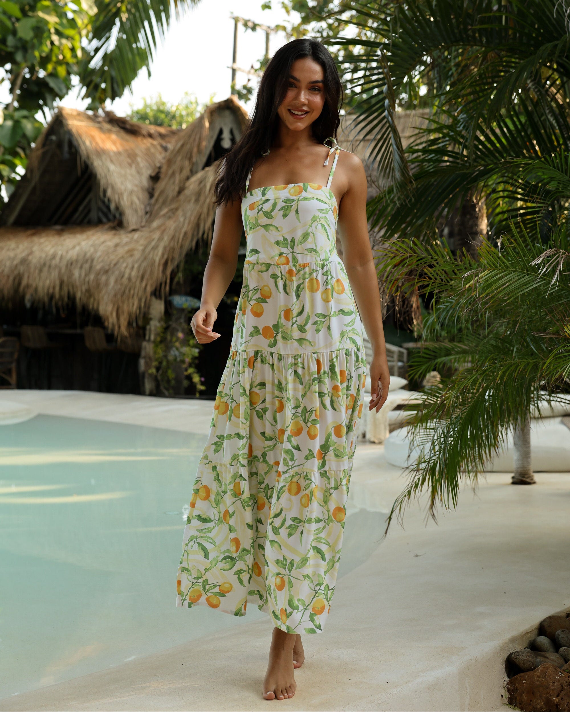 dress with oranges print Jace Maxi Dress