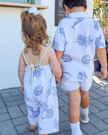 The Sardinia - Girls Linen Jumpsuit with Rope Straps