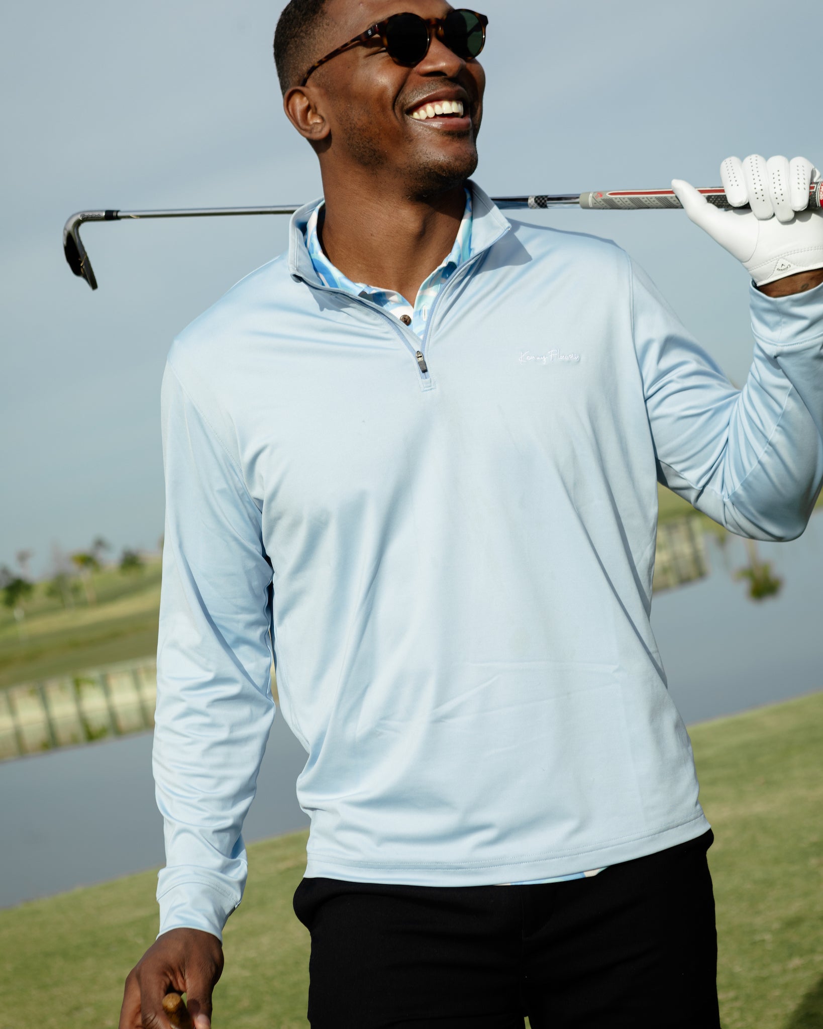 Kiawah Sky Blue Quarter Zip Pullover