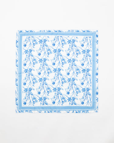 Kenny Flowers womens blue south of france silky bandana square head scarf