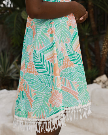 Kenny Flowers womens hawaii mini fringe resort vacation dress