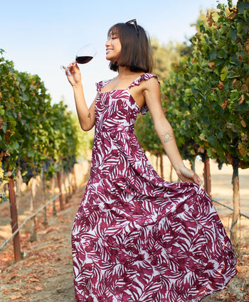 Kenny Flowers x Belle Glos Collab - Spill The Wine Resort Dress with Ruffle Straps