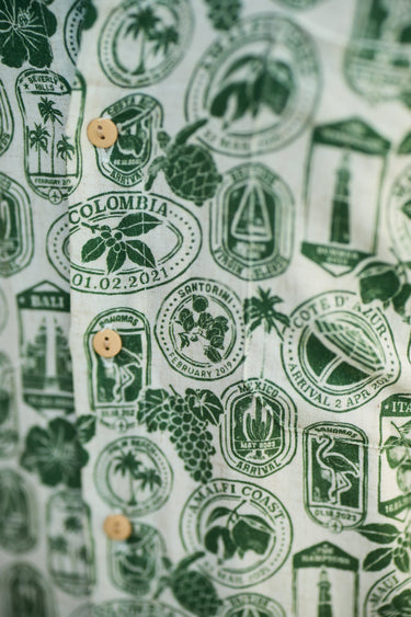 The Passport to Paradise - Men's Linen Passport Stamp Hawaiian Shirt