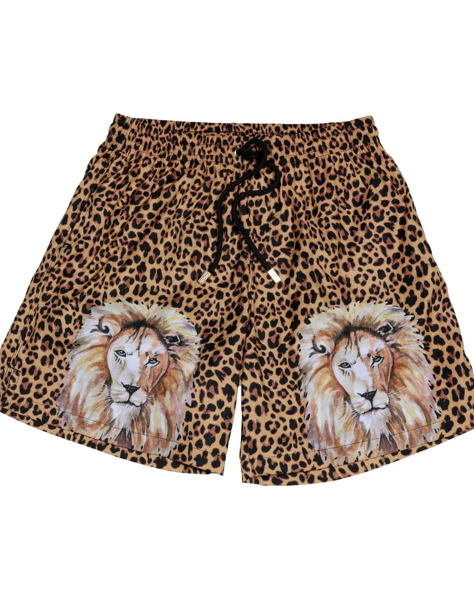 Leopard Print Mens Swim Trunks The Animal House by Kenny Flowers
