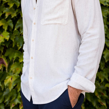 Light Gray The Taste Maker - Long Sleeve Linen Blend Shirt