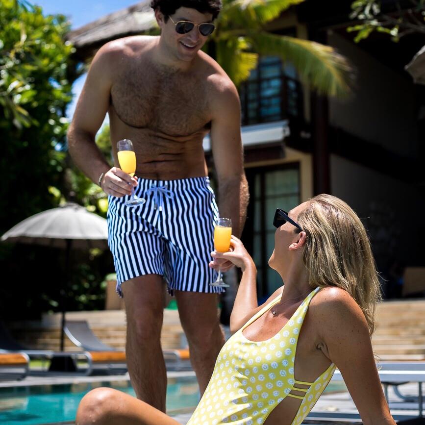 Navy Striped Mens Swim Trunks | The Nauti by Nature by Kenny Flowers