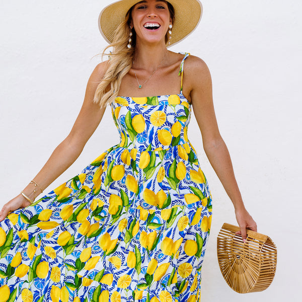 The Positano Resort Dress by Kenny Flowers Lemon Print Maxi Dress