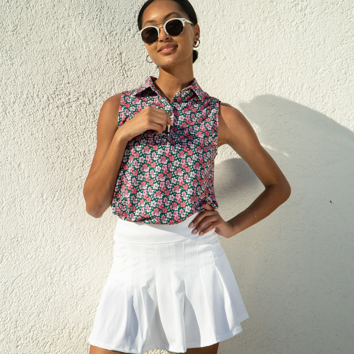 Azaleas Sleeveless Golf Polo