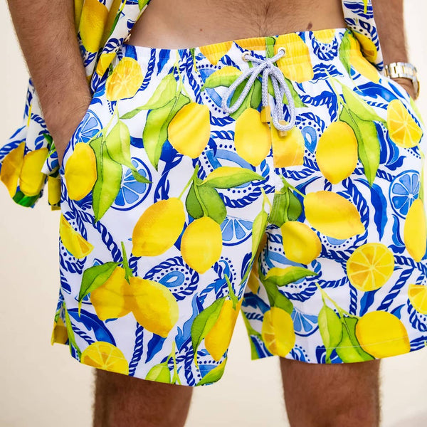 Visesunny Tropical Flower Print Men's Swim Trunks - Quick Dry Beach Shorts