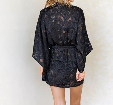 The La Brisa - Black Semi-Sheer Short Silk Kimono