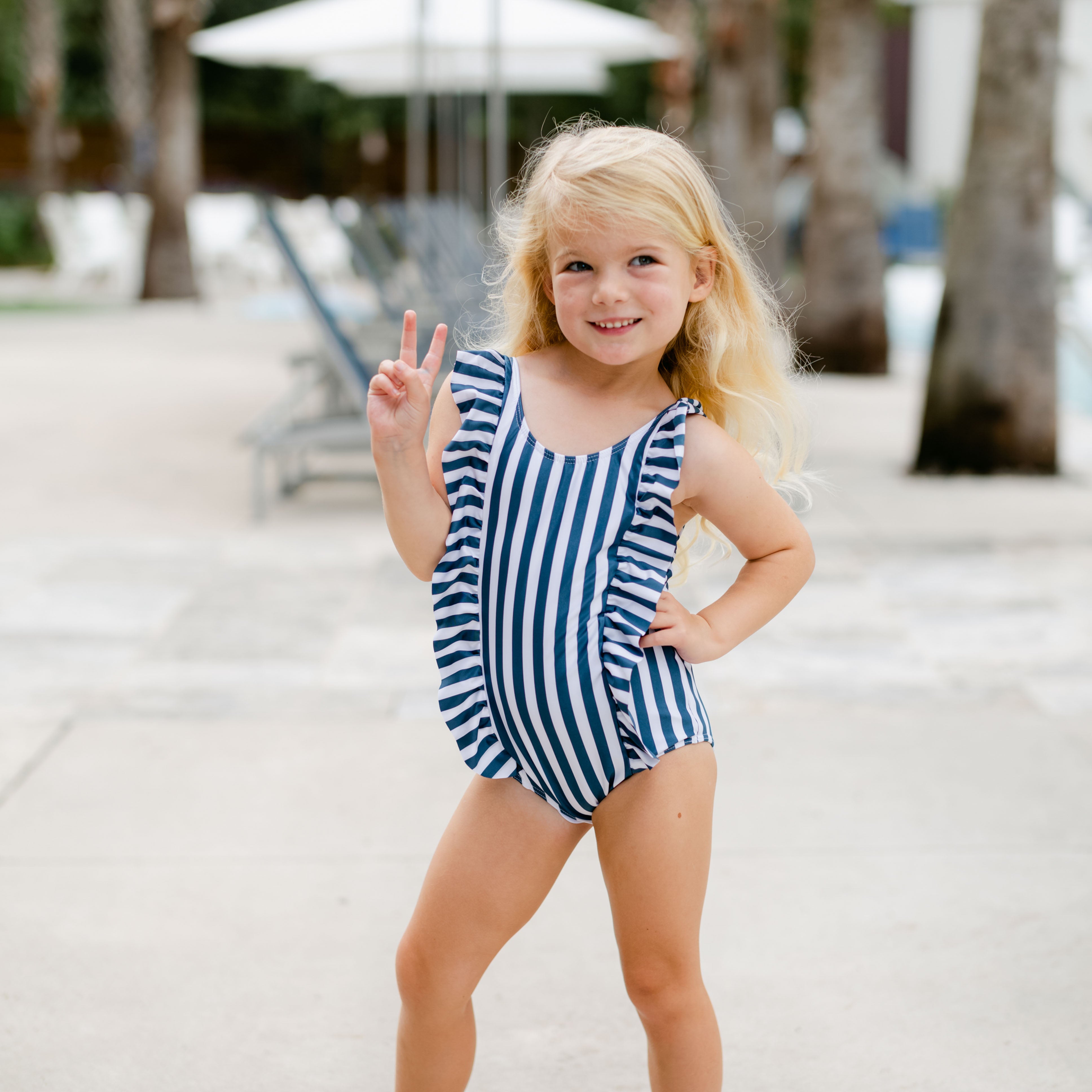 Hawaiian Kids Swimwear | The Hamptons - Girls Ruffle One Piece UPF 50 ...