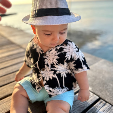 Dark Gray The Moon Shine Mini - Boys Hawaiian Shirt
