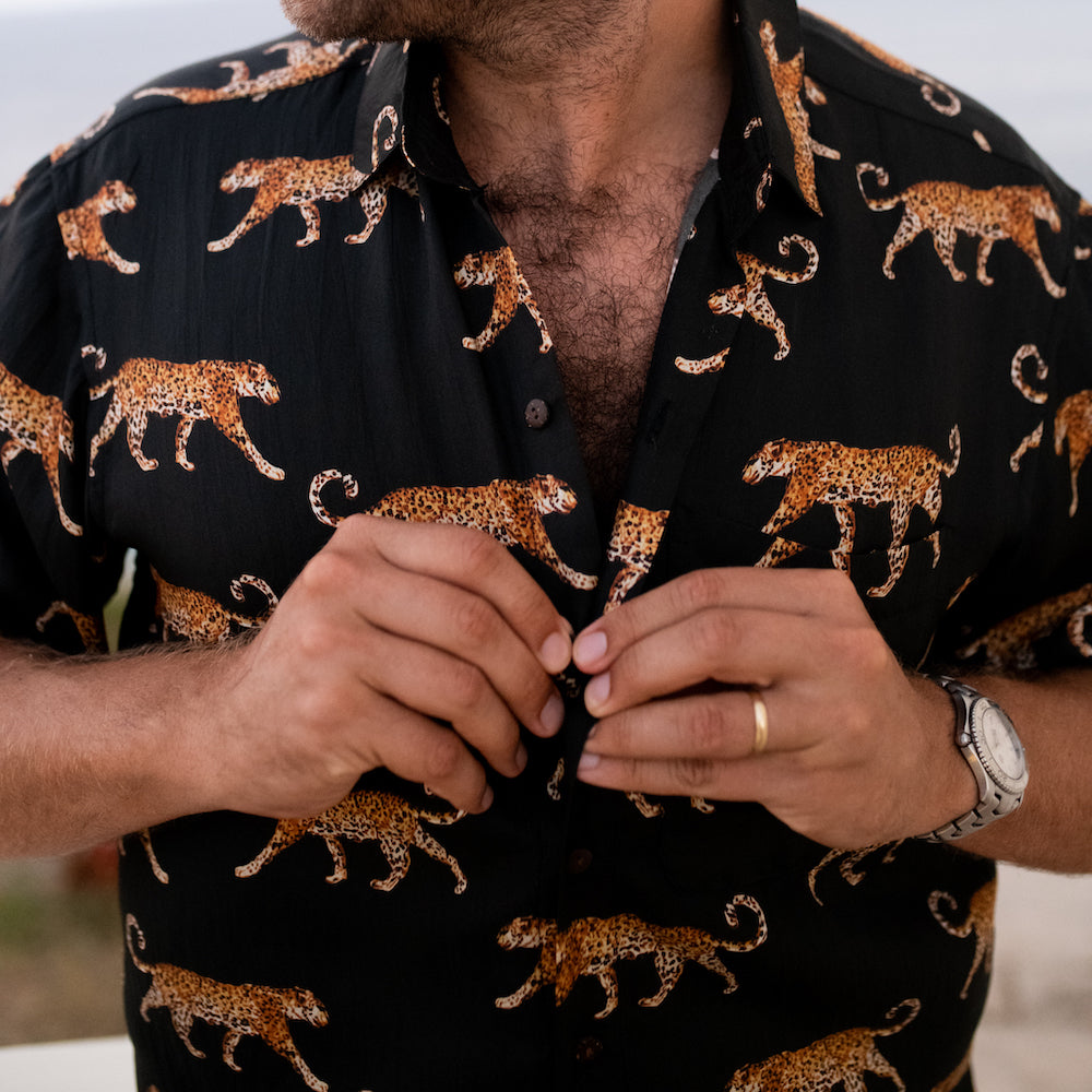 The Catwalk King - Men's Silk Leopard Shirt by