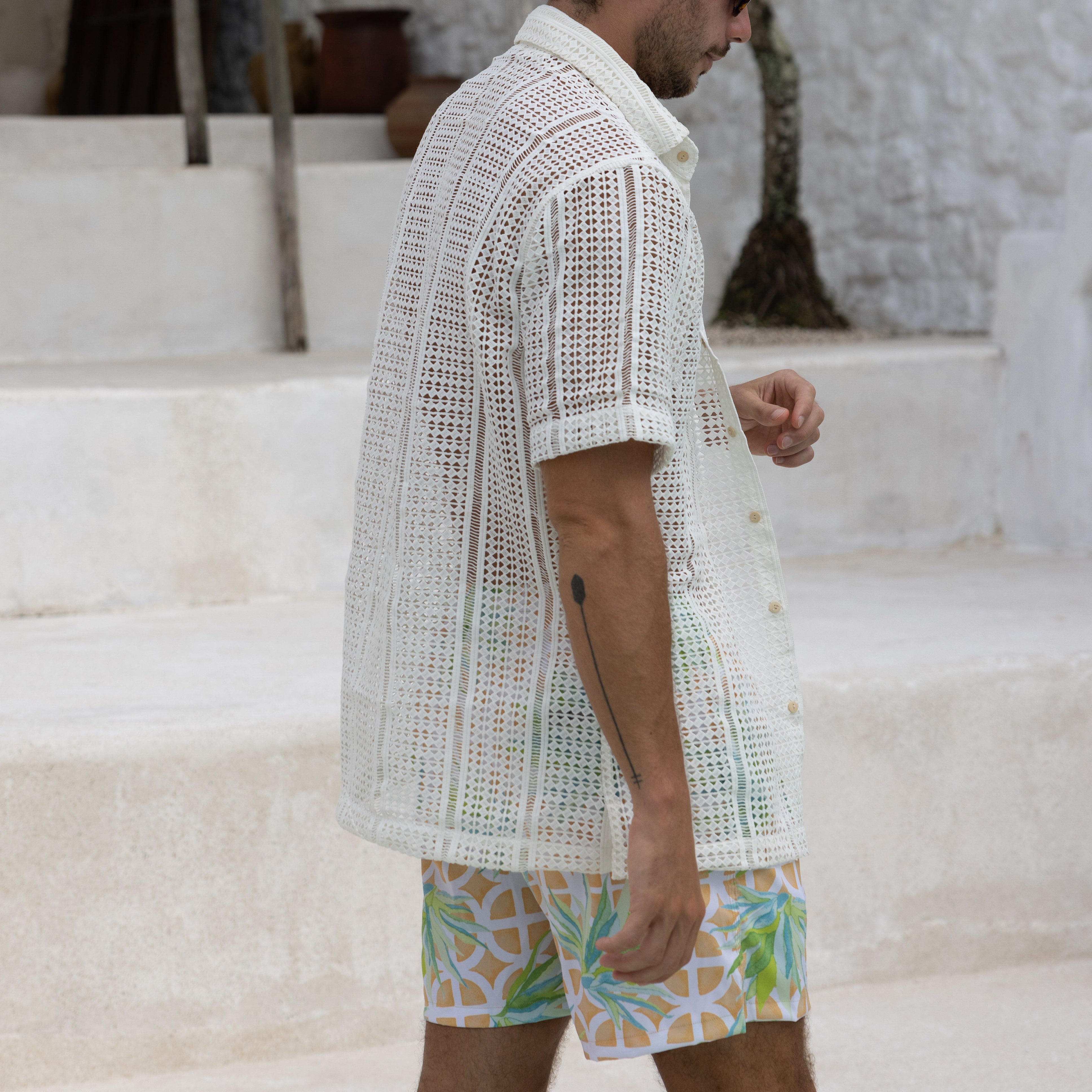 La Brisa - Short Sleeve Crochet Shirt – Kenny Flowers