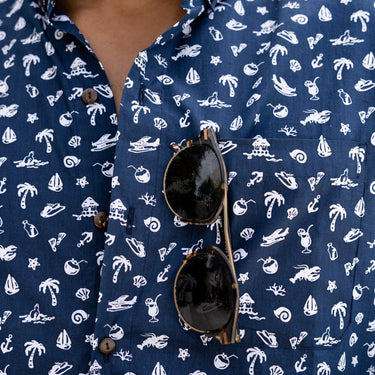 Dark Slate Gray The Fishy Business - Short Sleeve Slim Fit Shirt