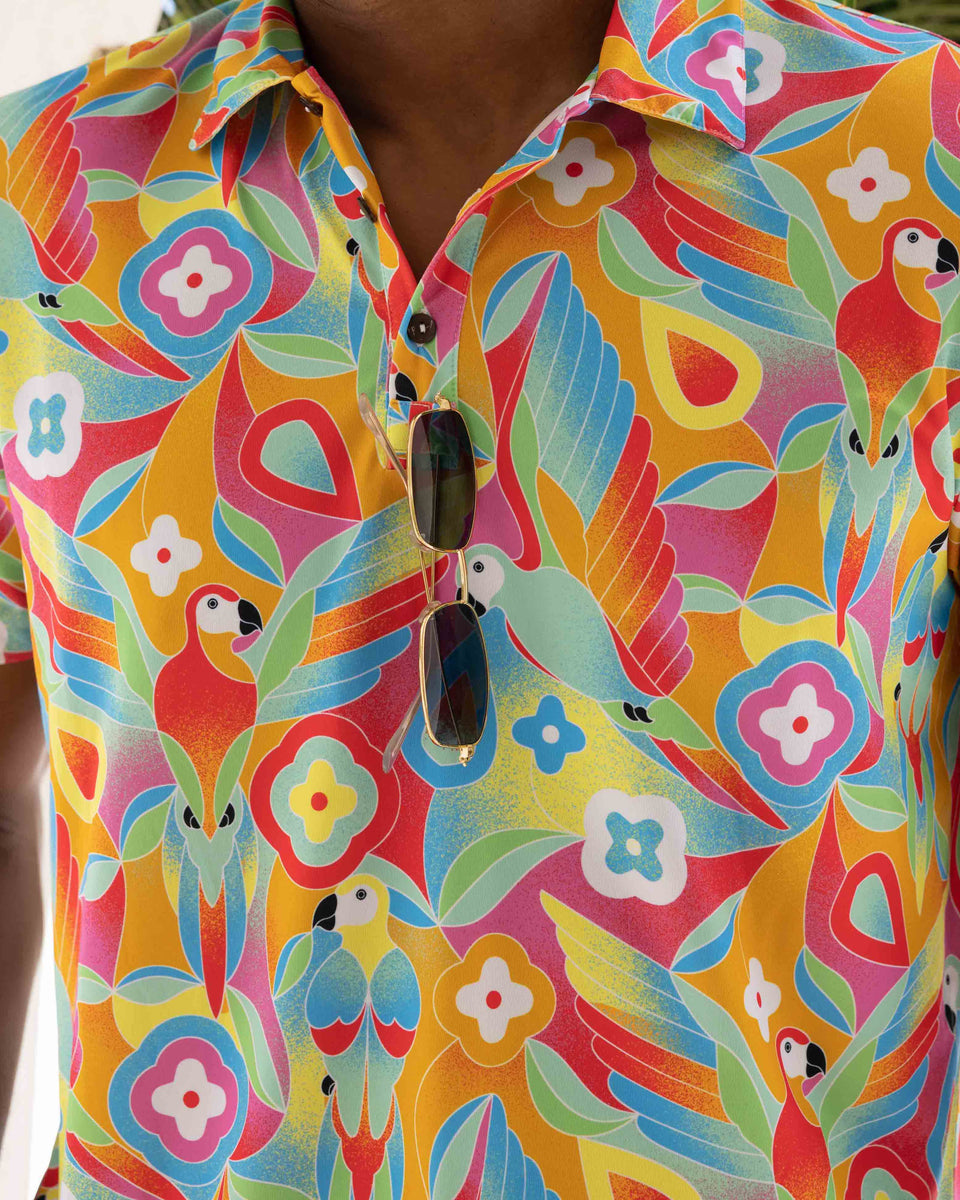 The Parrots of the Caribbean Mens Golf Shirt by Kenny Flowers