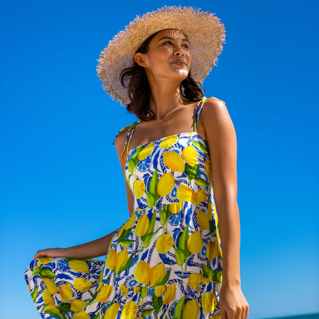 The Positano - Mini Resort Dress by Kenny Flowers | Lemon Print Dress