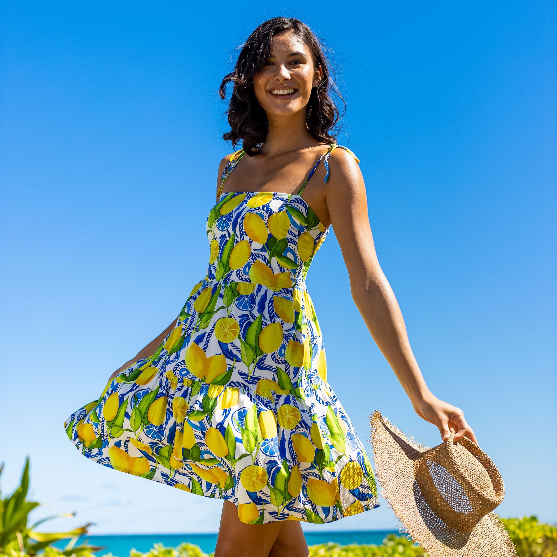 The Positano - Mini Resort Dress by Kenny Flowers | Lemon Print Dress