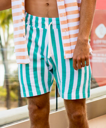 The Cabana Boy - Striped Mens Terry Cloth Shorts