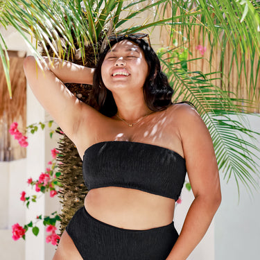Rosy Brown The Mykonos - Luxe Crinkle Stretch Bandeau Bikini Top