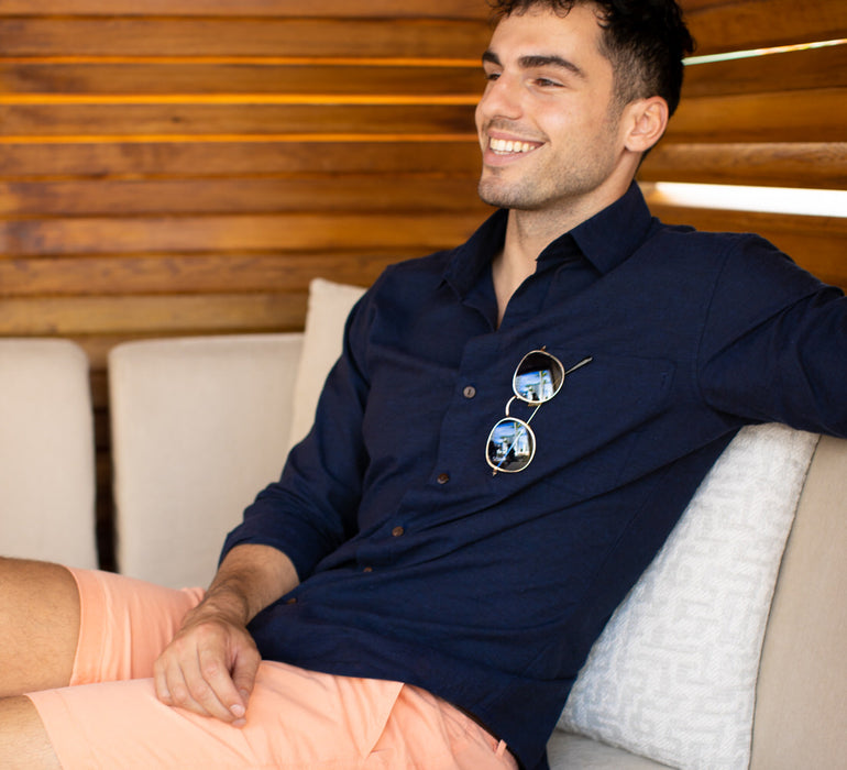 The Solid Weekend - Long Sleeve Navy Hemp Shirt