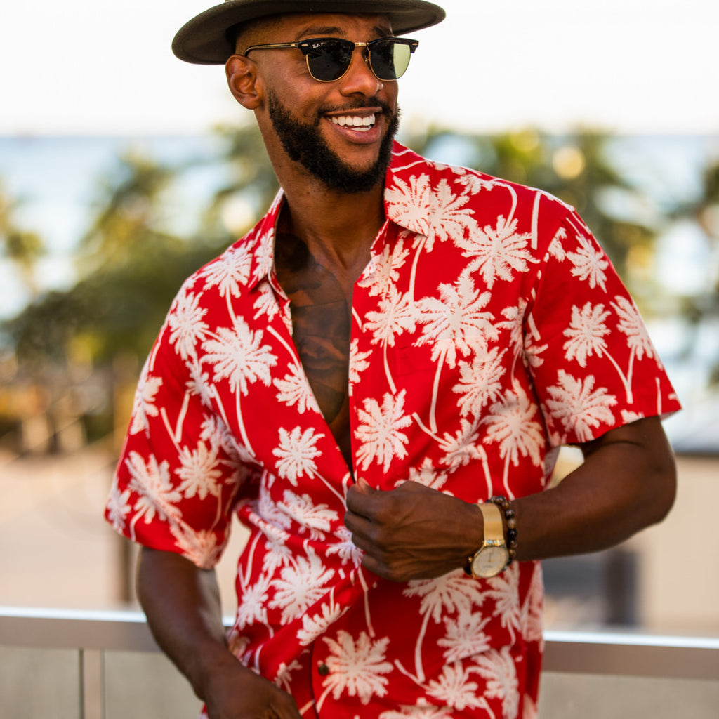 The Red Moon Shine by Kenny Flowers | Mens Hawaiian Shirt